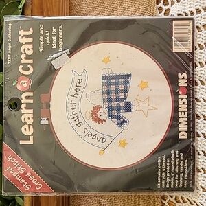 Stamped Cross Stitch Angel's  Gathere Here Craft Grannycore Cottagecore Craft